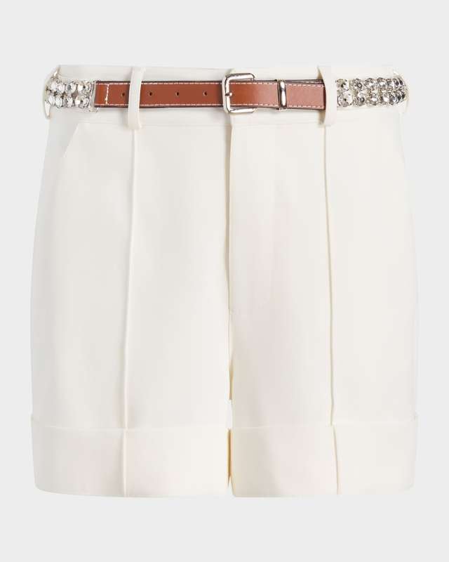 Ester Cuffed Shorts with Rhinestone Belt